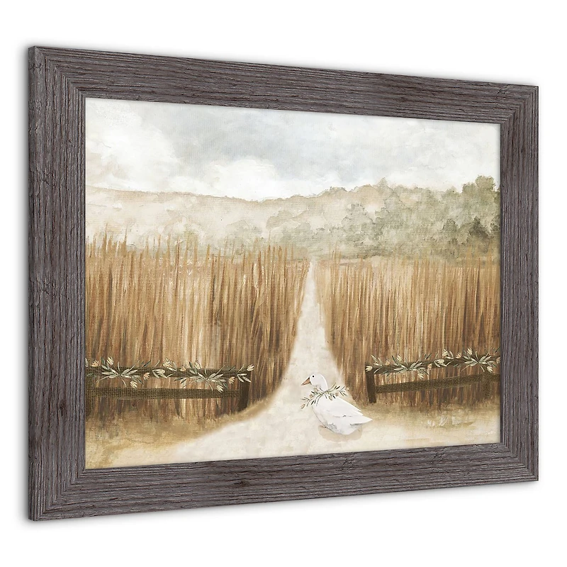 Duck Wheat Field Western Framed Print