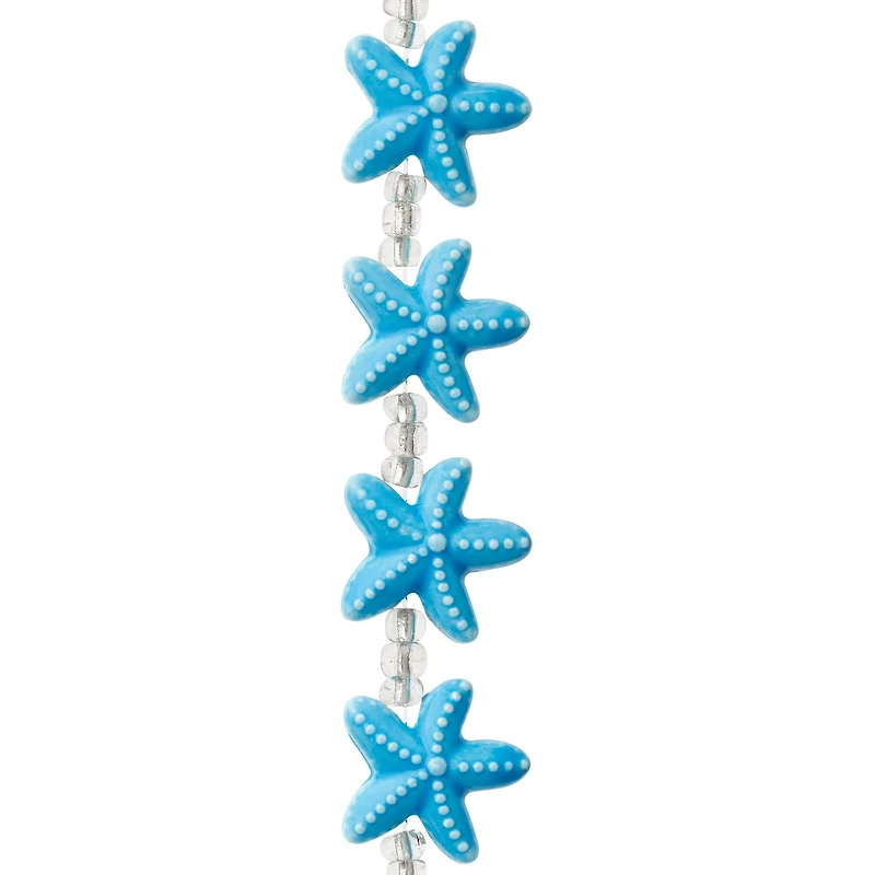 Turquoise Starfish Ceramic Beads, 18mm by Bead Landing™