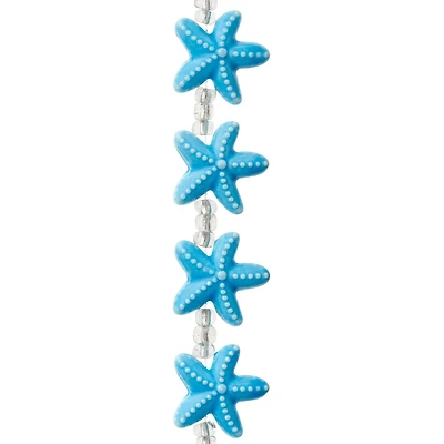 Turquoise Starfish Ceramic Beads, 18mm by Bead Landing™