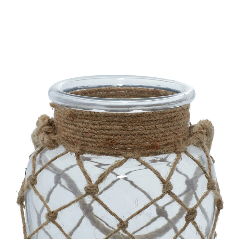 8" Glass Coastal Candle Holder Lantern