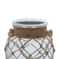 8" Glass Coastal Candle Holder Lantern
