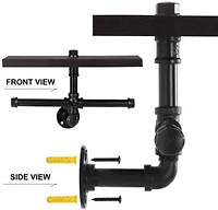 Black Wall Mounted Industrial Dual Toilet Paper Holder with Storage Shelf