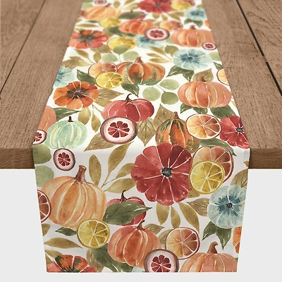 72" Harvest Watercolor Pumpkins Runner