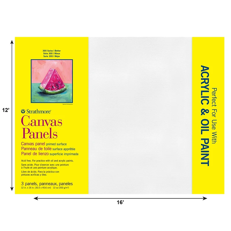 Strathmore® 300 Series 12" x 16" White Canvas Panels, 3ct.