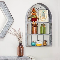 White Cathedral Arch Rustic Hanging Wall Shelf & Rack
