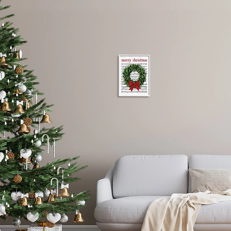 Stupell Industries Merry Christmas Song Wreath Framed Giclee Art