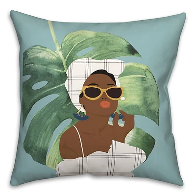 Palm Girl Throw Pillow