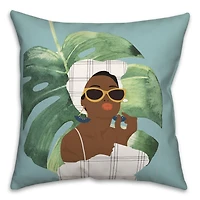 Palm Girl Throw Pillow