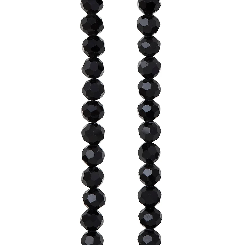 12 Pack: Jet Black Faceted Glass Round Beads, 6mm by Bead Landing™