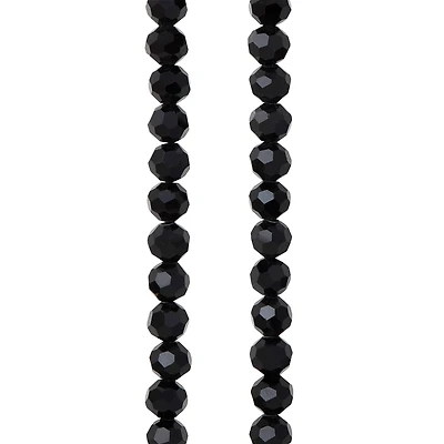 12 Pack: Jet Black Faceted Glass Round Beads, 6mm by Bead Landing™