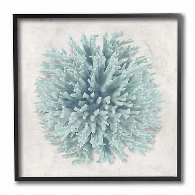 Stupell Industries Coral Ball Blue Sea Beach Design Black Framed Wall Art