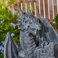 Glitzhome® 36.5" 4-Tier Gothic Dragon Sculptural Outdoor Fountain with LED Light