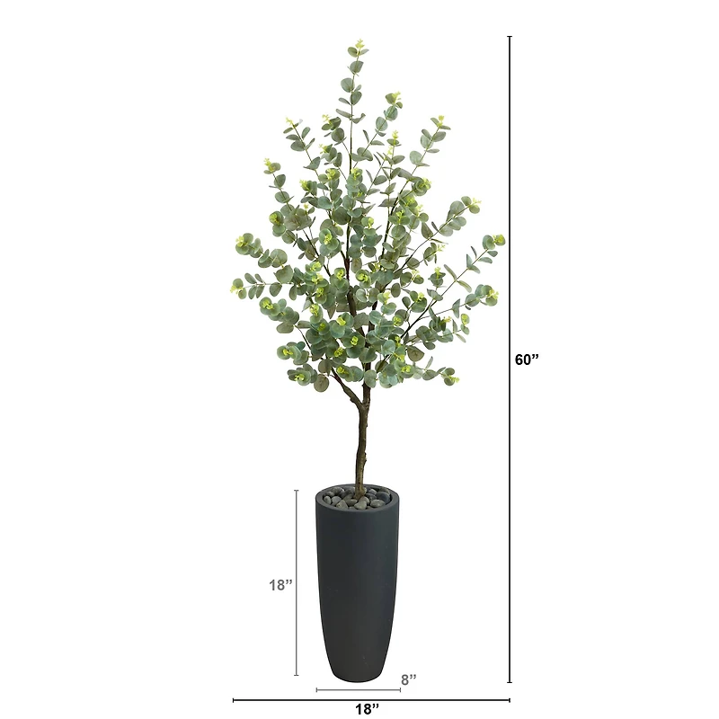 5ft. Eucalyptus Artificial Tree in Gray Planter