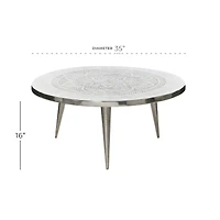 Silver Aluminum Traditional Coffee Table