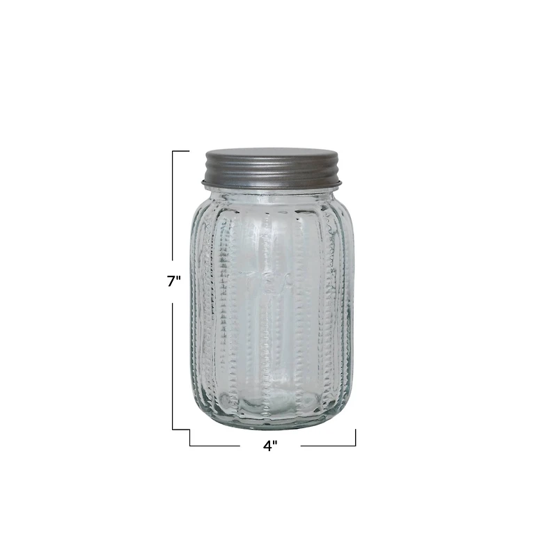 Hello Honey Tea Embossed Glass Jar with Metal Lid