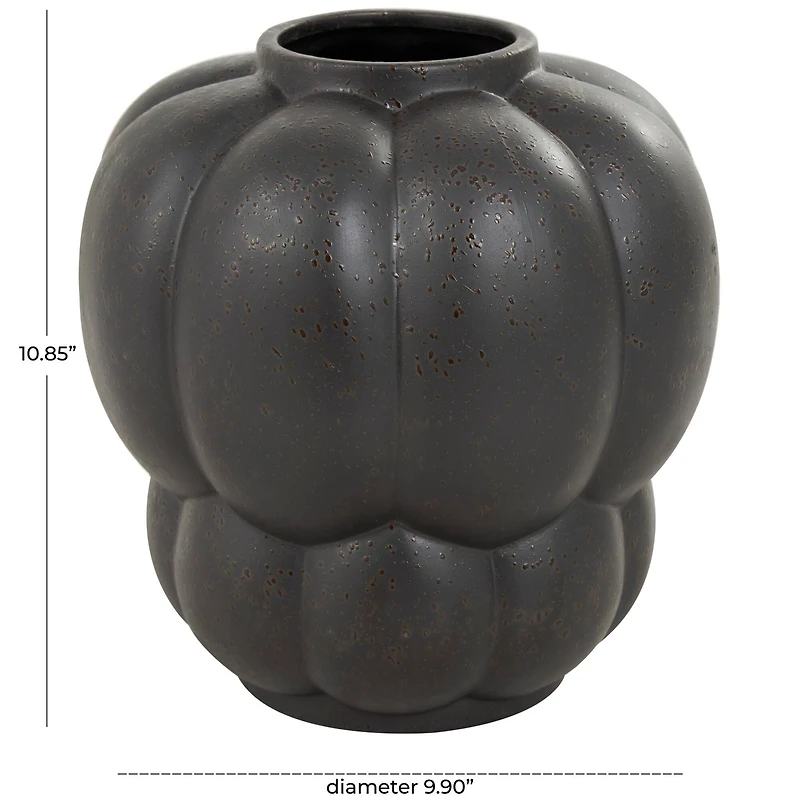 11" Black Ceramic Wide Bubble Inspired Vase