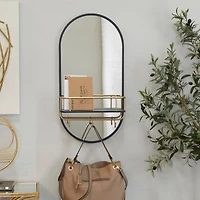 Black Metal Modern Wall Mirror, 14" x 5" x 28"