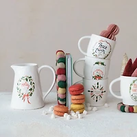 Hello Honey® 1qt. Holly Jolly Stoneware Pitcher with Gold Electroplating