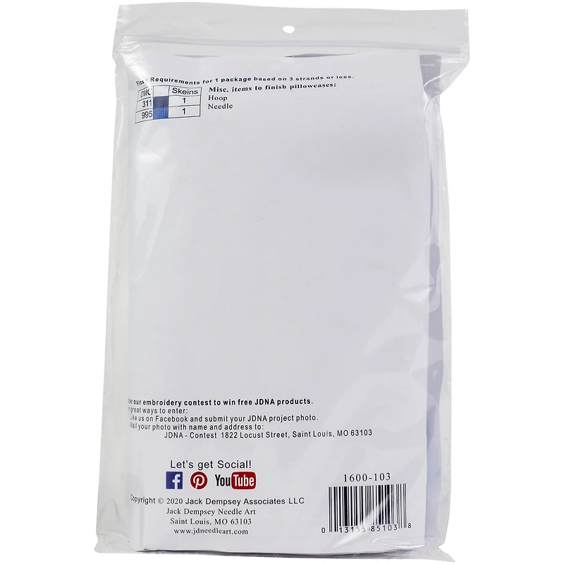 Jack Dempsey XX Design Perle Edge Stamped For Embroidery Pillowcase Set