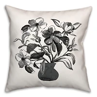 Monochromatic Floral I 18" x 18" Throw Pillow