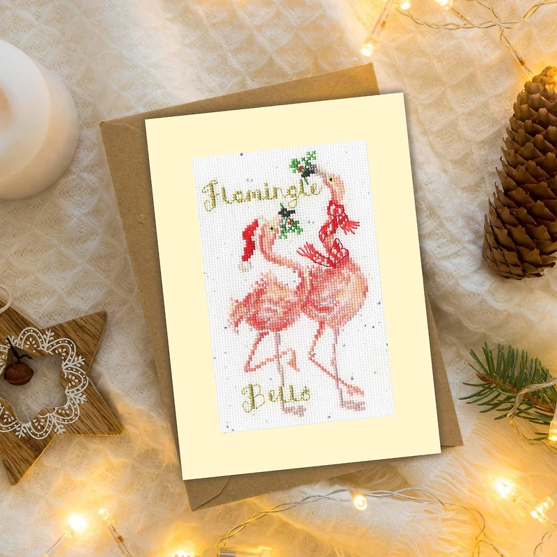Bothy Threads Flamingle Bells Counted Cross Stitch Card Kit