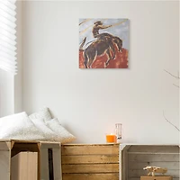 Stupell Industries Western Cowboy Lasso Horse Buck Red Blue Canvas Wall Art