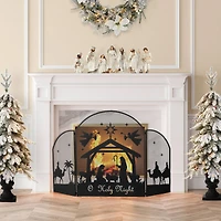 Glitzhome® 48" Christmas Metal Mesh Silhouette Nativity Scene Screen