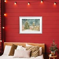 Stupell Industries Christmas Village Snowfall Framed Print Under Glass Wall Art