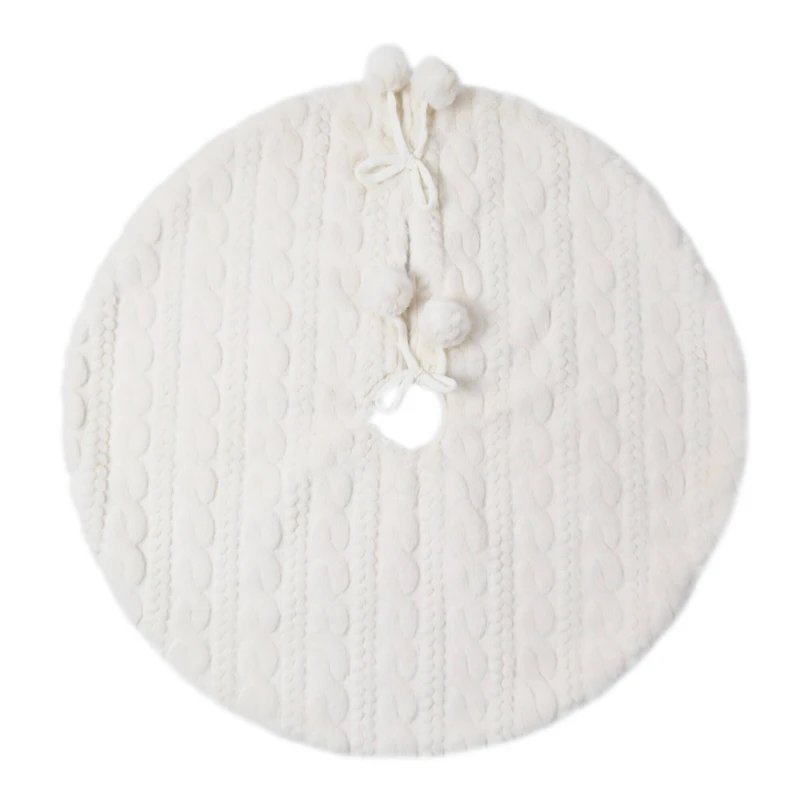 30" White Mini Tree Skirt with Faux Fur Pom Poms by Ashland®