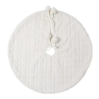 30" White Mini Tree Skirt with Faux Fur Pom Poms by Ashland®