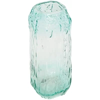 11" Green Ombre Handmade Abstract Textured Rectangular Glass Vase