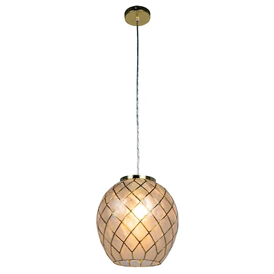 Hello Honey® Marina Natural Capiz & Gold Metal Orb Pendant Ceiling Light