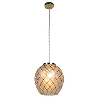 Hello Honey® Marina Natural Capiz & Gold Metal Orb Pendant Ceiling Light