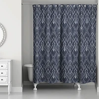 Navy White Depattern  71" x 74" Shower Curtain