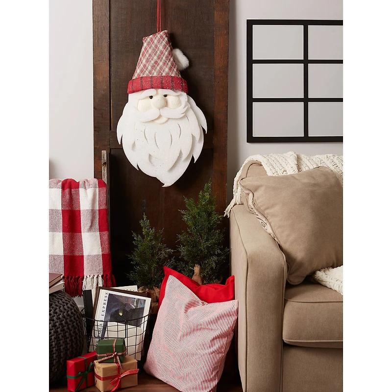 DII® Hanging Foam Santa with Plaid Hat