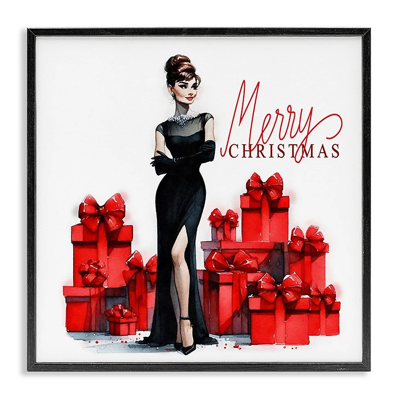 Stupell Industries Trendy Merry Christmas Framed Giclee Wall Art