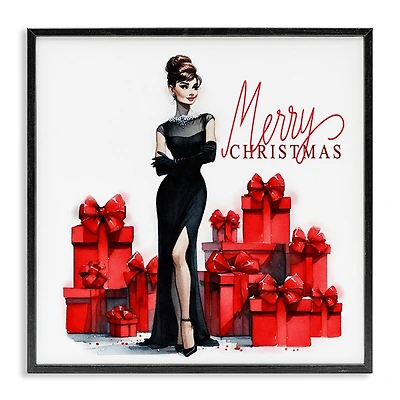 Stupell Industries Trendy Merry Christmas Framed Giclee Wall Art
