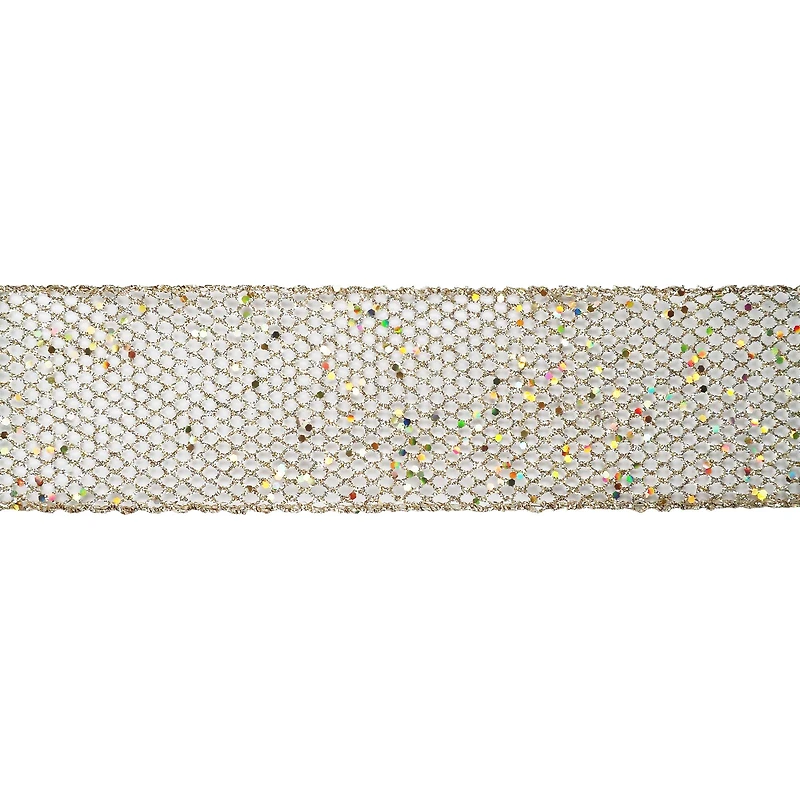 2.5" x 20ft. Champagne Wired Mesh Ribbon by Celebrate It®