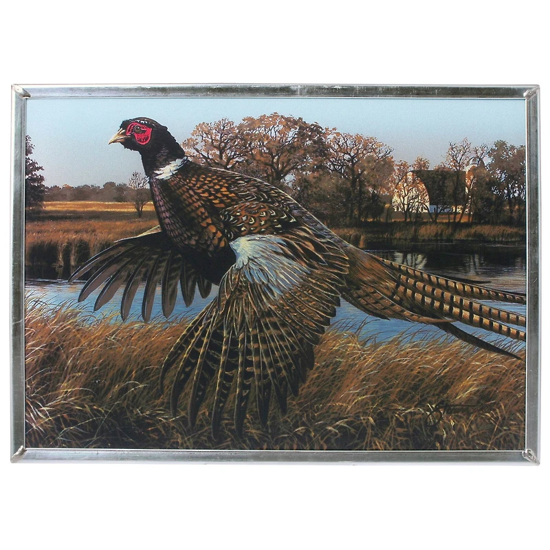 Design Toscano 12" Pheasant Behind The Barn Art Glass Décor