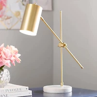 23" Modern Industrial Stylish Bronze Brass Metal Task Lamp with White Marble Base 