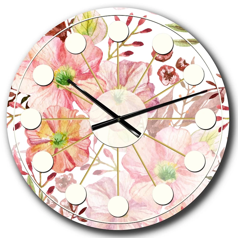 Designart 'Floral Botanical Retro Iii Mid-Century Modern Wall Clock
