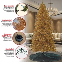 10ft. Pre-Lit True Gold Metallic Artificial Christmas Tree, White LED Lights