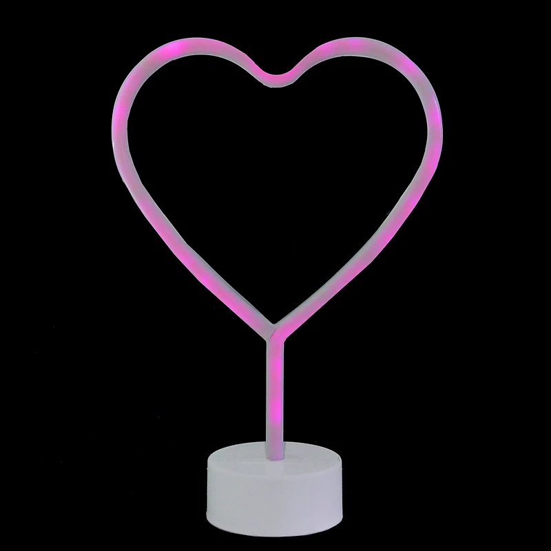 11.5" Pink Heart LED Neon Style Valentine's Day Table Sign