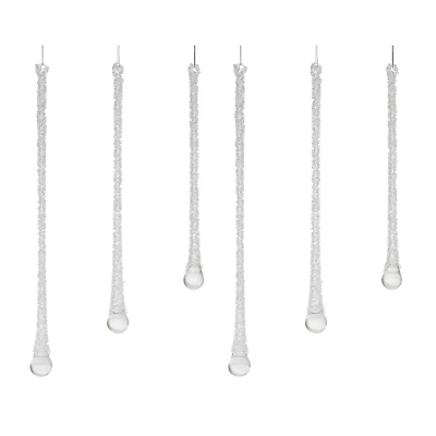 Clear Beaded Glass Icicle Drop Ornaments Set