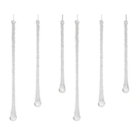 Clear Beaded Glass Icicle Drop Ornaments Set