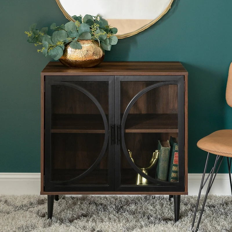 Walker Edison Dark Walnut Industrial Storage Cabinet