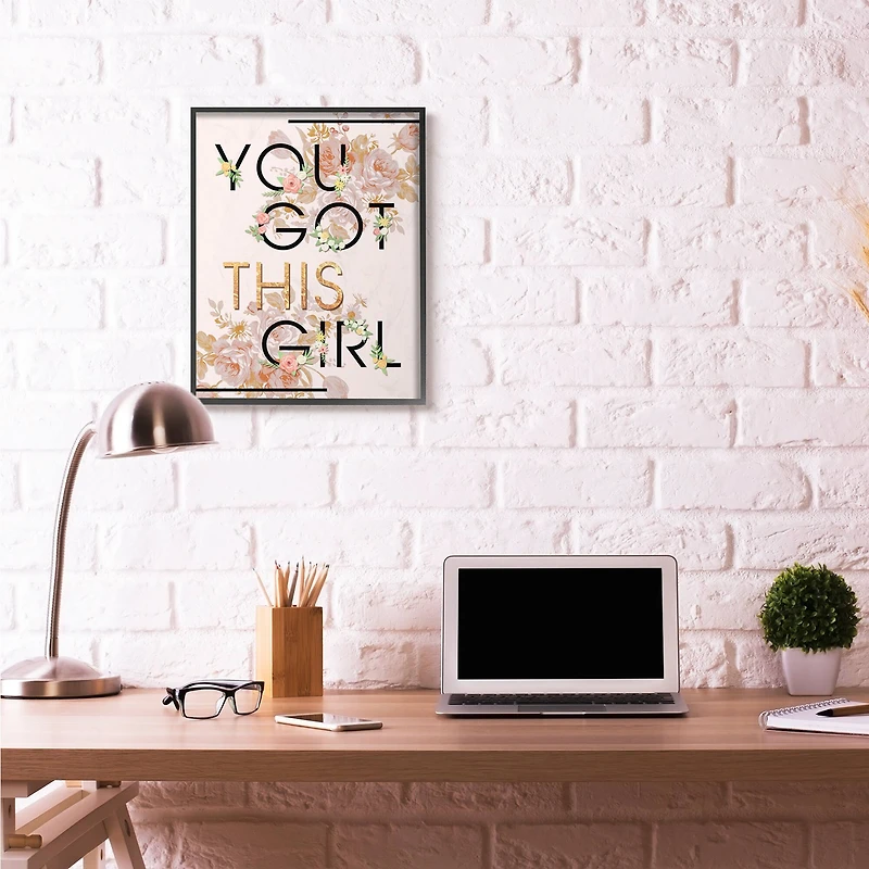 Stupell Industries Glam Pink & Gold You Got This Girl Framed Wall Art