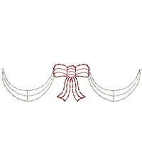 Lighted Red & White Bow Swag Christmas Decoration