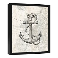 Neutral Anchor Black Framed Canvas