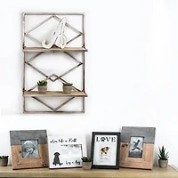 16" Wood & Metal Hanging Shelf Rack